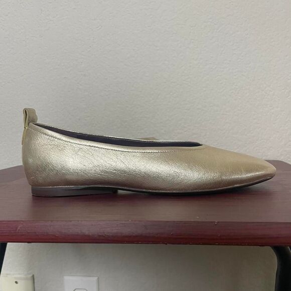 Naturalizer 27 Edit Carla Gold Metallic Leather Square Toe Ballet Flats Size 7 - Picture 3 of 8